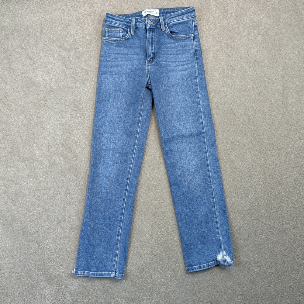 Just Black Denim Straight Leg Jeans Womens 26 Medium Wash High Rise Made in USA